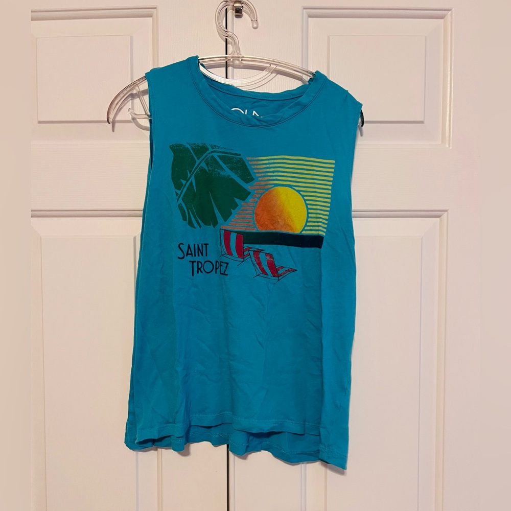 Chaser Turquoise Saint Tropez Muscle Tee Size Large